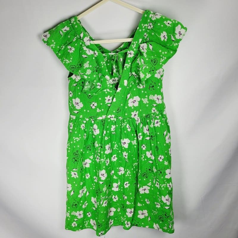 il-etait-une-seconde-fois-boutique-seconde-main-enfants-robe-vert-fleuri-fille-6-ans-zara-vue-arriere