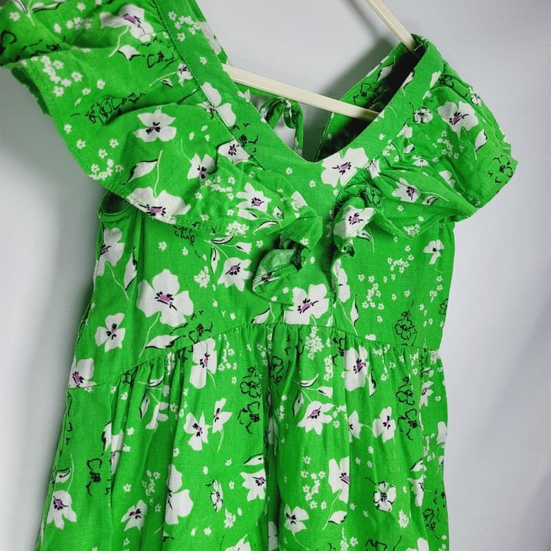 il-etait-une-seconde-fois-boutique-seconde-main-enfants-robe-vert-fleuri-fille-6-ans-zara-vue-detail