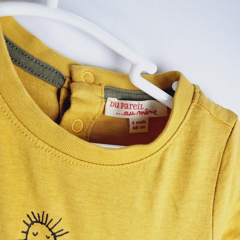il-etait-une-seconde-fois-boutique-seconde-main-enfants-tee-shirt-jaune-moutarde-6-mois-DPAM-vue-etiquette